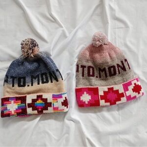 Stylish Knit Pom-Pom Pto. Mont Beanies bundle of 2